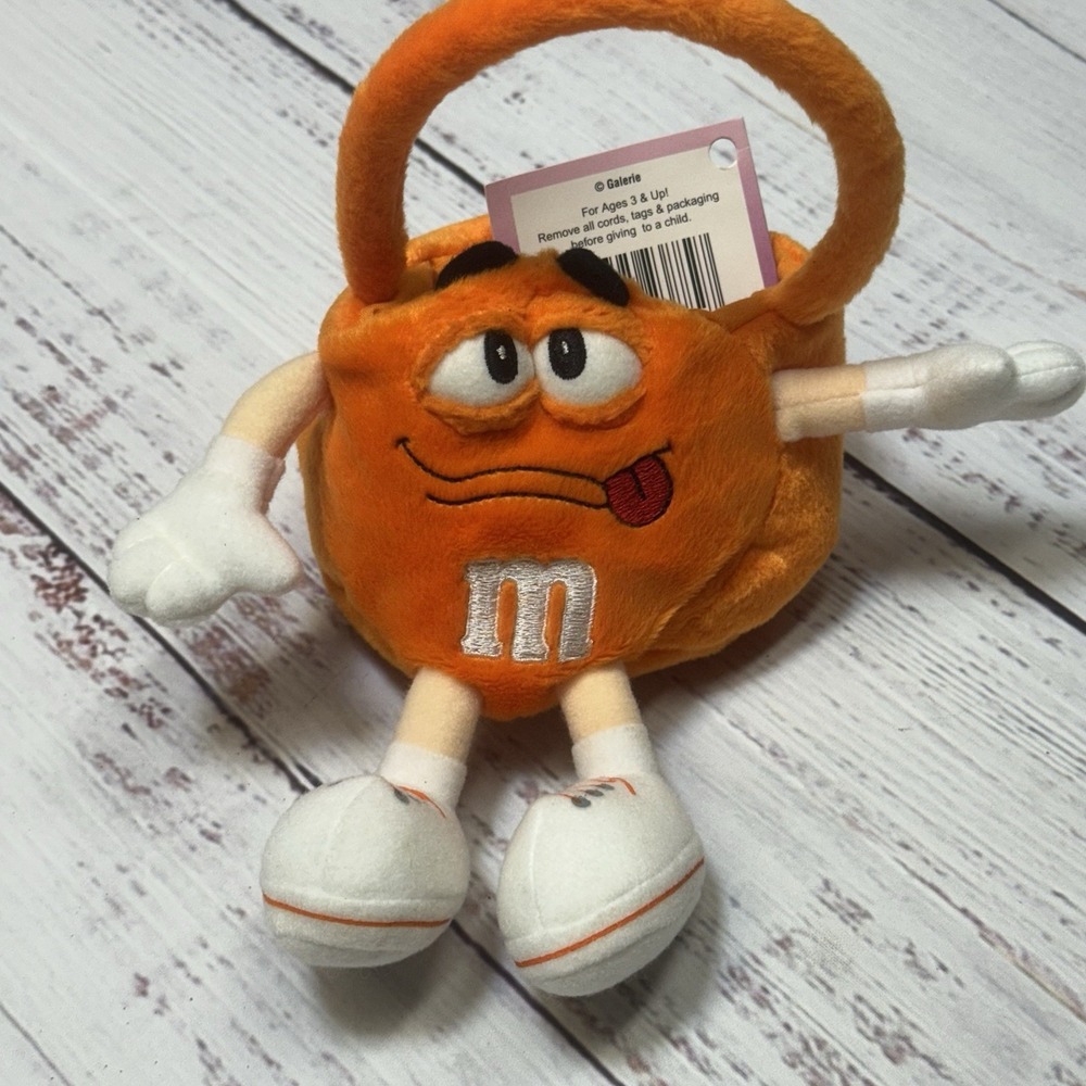VTG M & M Halloween Mini Plush‎ Orange Purse